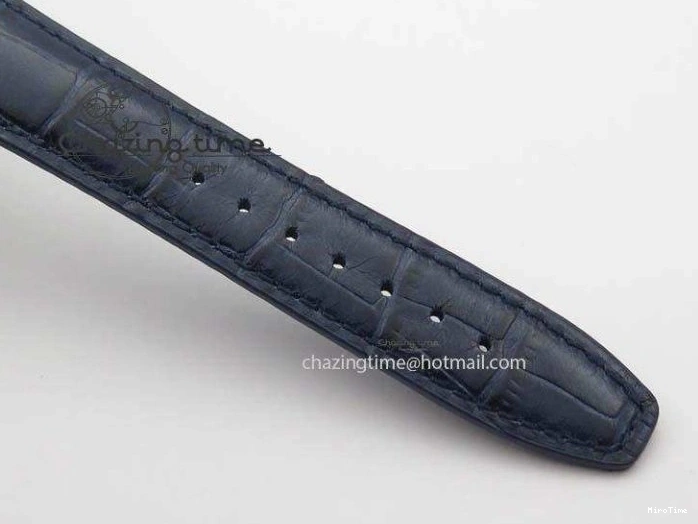 MIROTIME 0421 Portuguese IW5444 SS White Dial Blue Numbers On Blue Leather Strap A Modern 7258